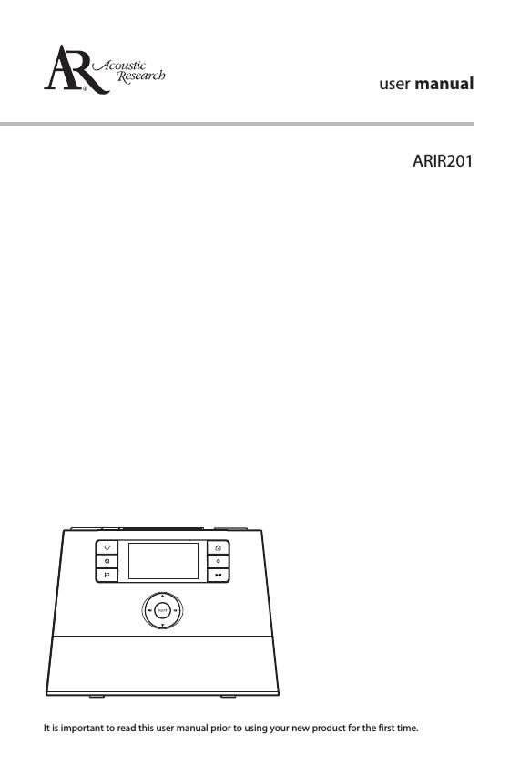 acoustic research ARIR 201 Owners Manual