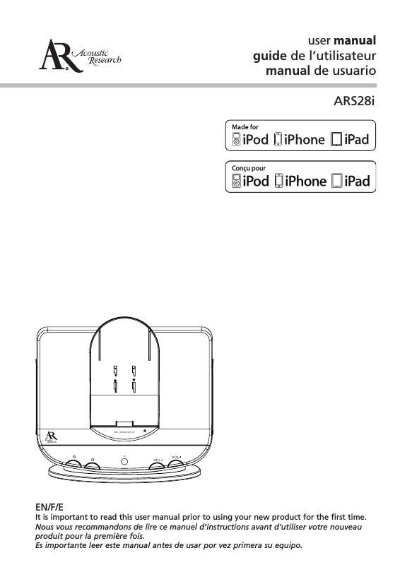 acoustic research ARS 28 I Owners Manual