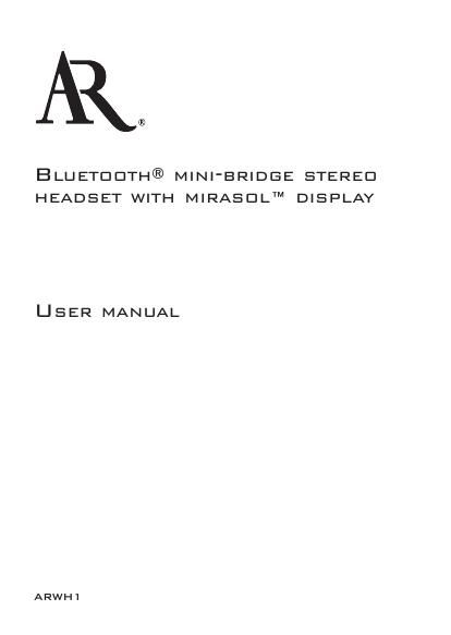 acoustic research ARW H1 Owners Manual