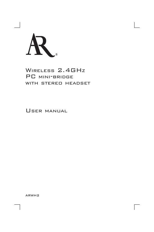 acoustic research ARW H2 Owners Manual