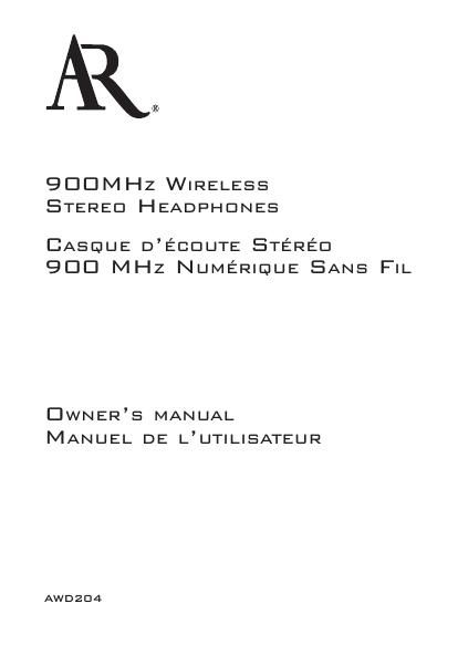 acoustic research AWD 204 Owners Manual