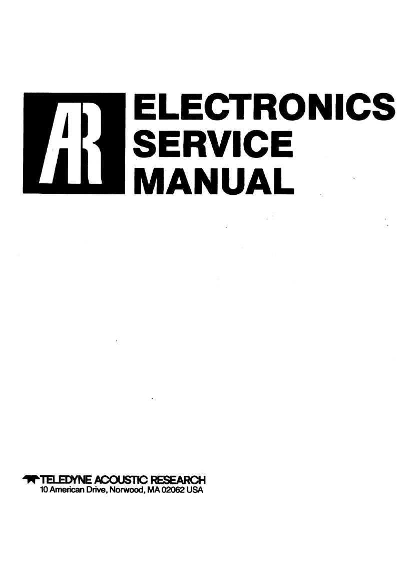 acoustic research Amplifier Tuner Recorder Service Manual