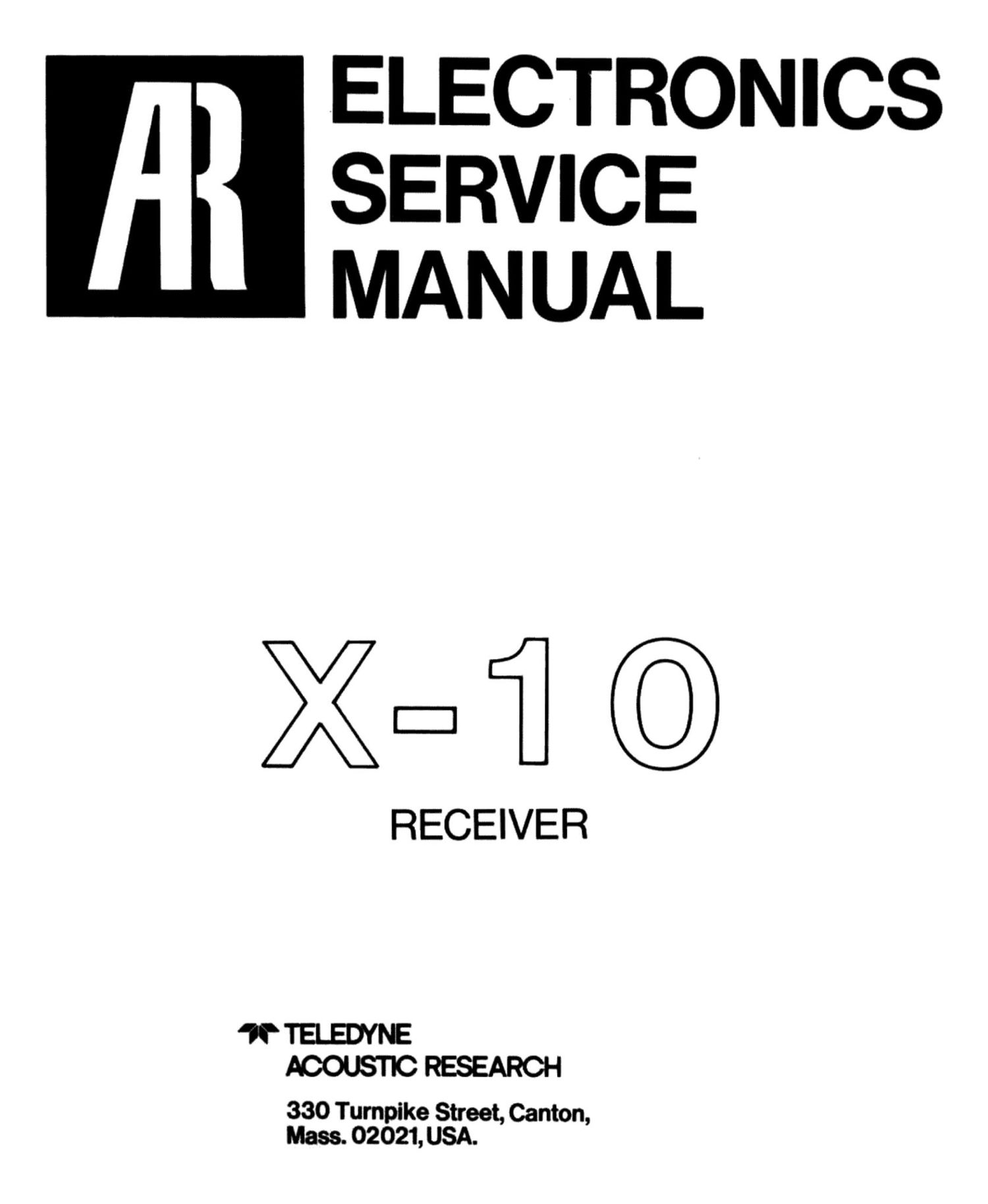 acoustic research x 10 service manual