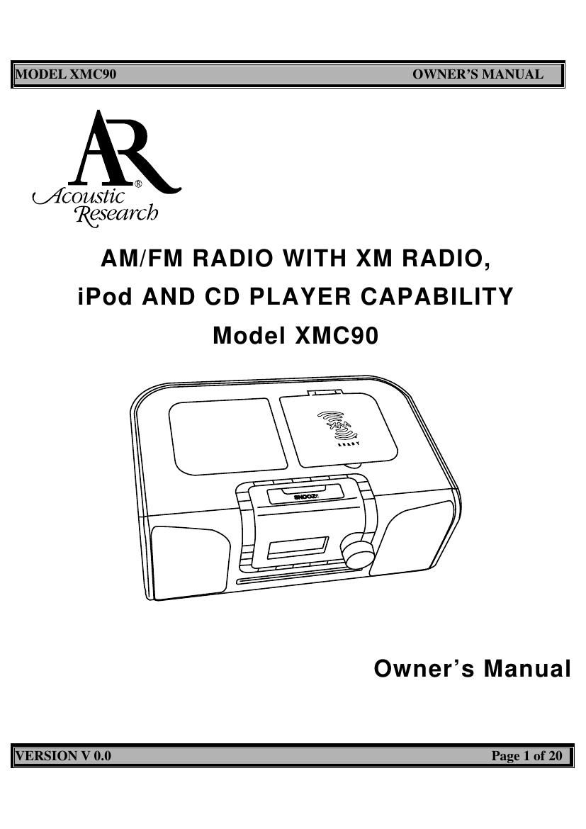 acoustic research XMC 90 Owners Manual