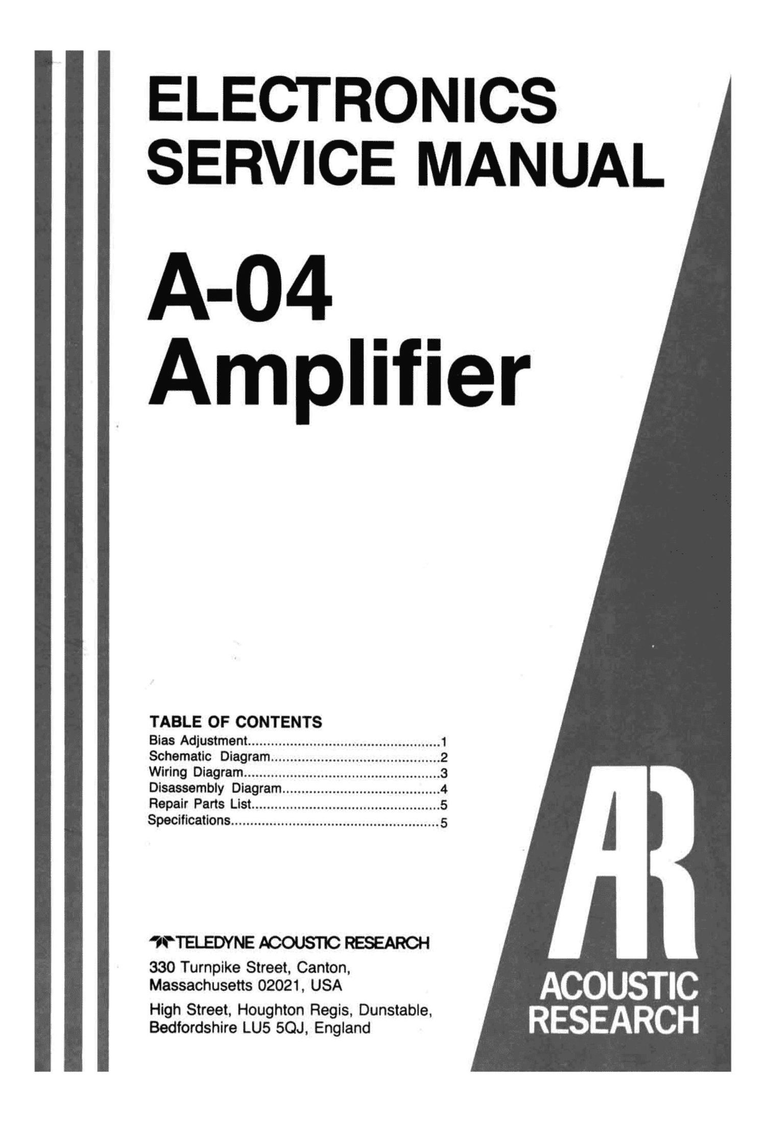 acoustic research a 04 service manual