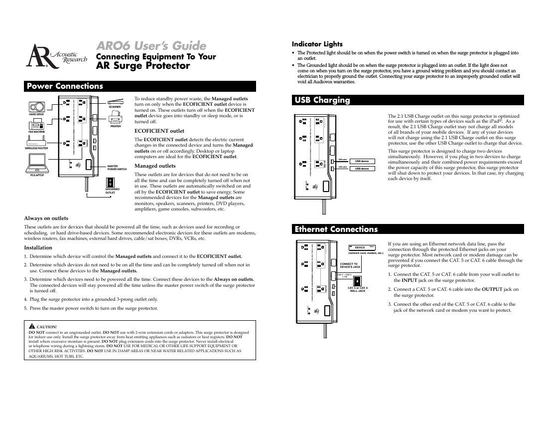 acoustic research AR 06 Owners Manual