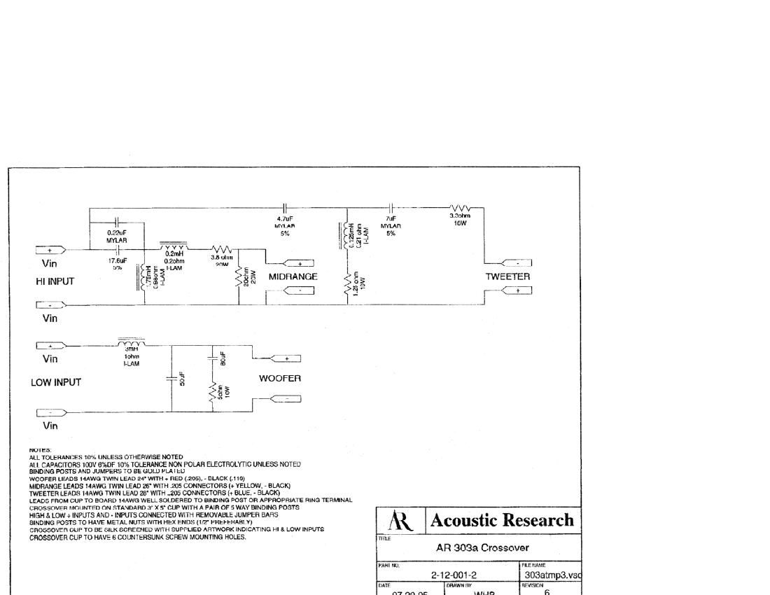 acoustic research ar 303 a schematic