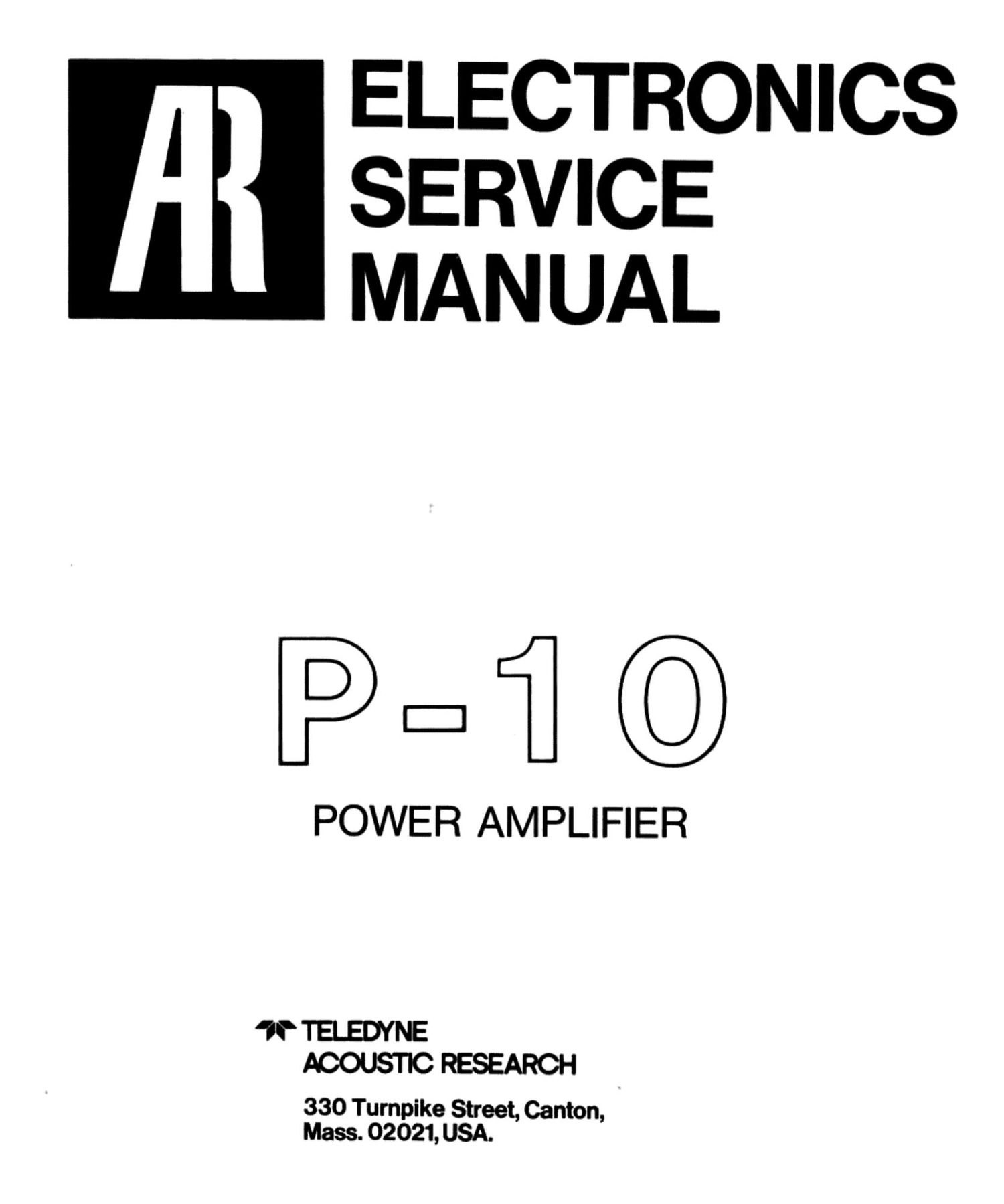 acoustic research p 10 service manual