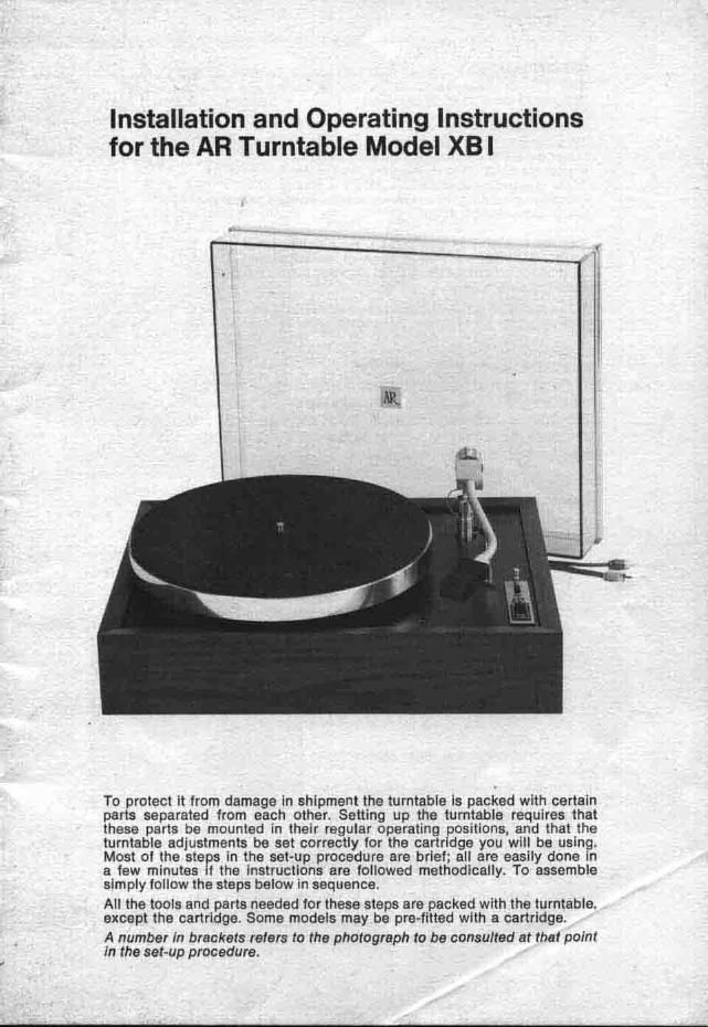 acoustic research xb 1 owners manual