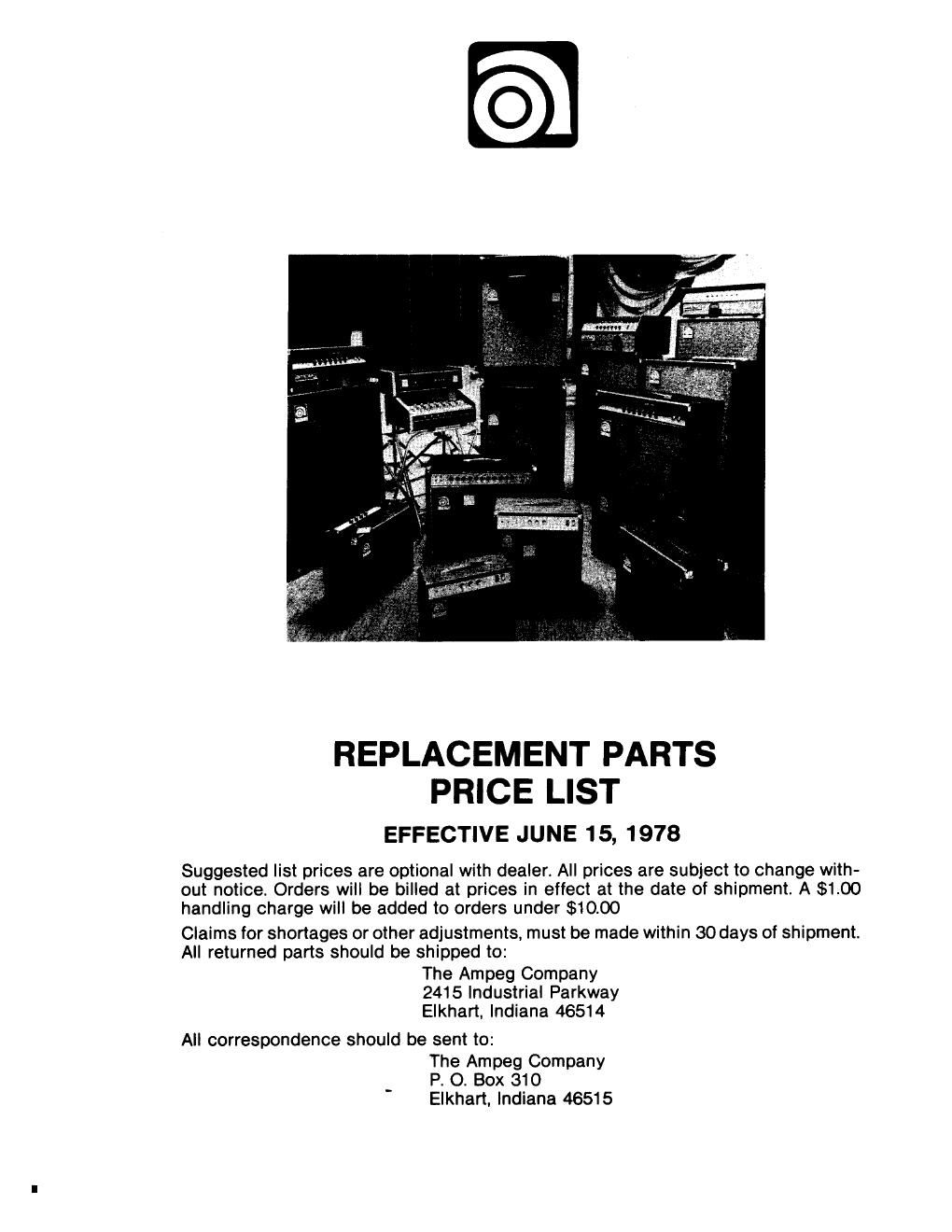 ampeg amplifier parts list 1968