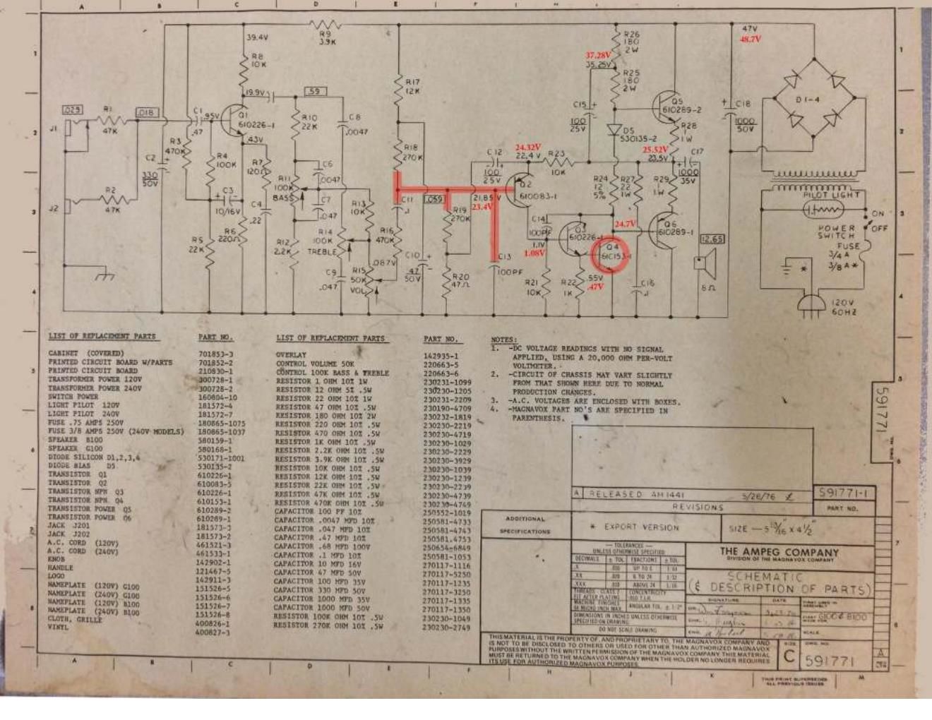 ampeg b 100 5 76 schematic