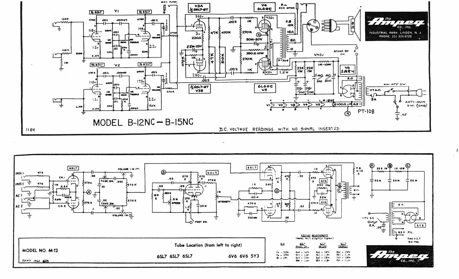 ampeg b 12 nc b 15 nc 11 64 portaflex schematic