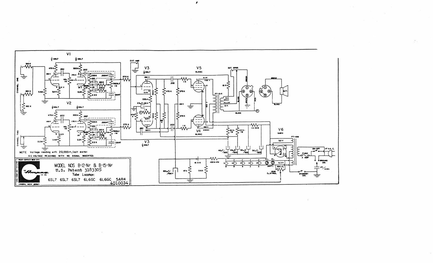 ampeg b 12 nf b 15 nf portaflex schematic