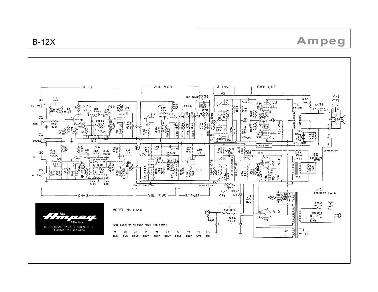 ampeg b 12 x schematic