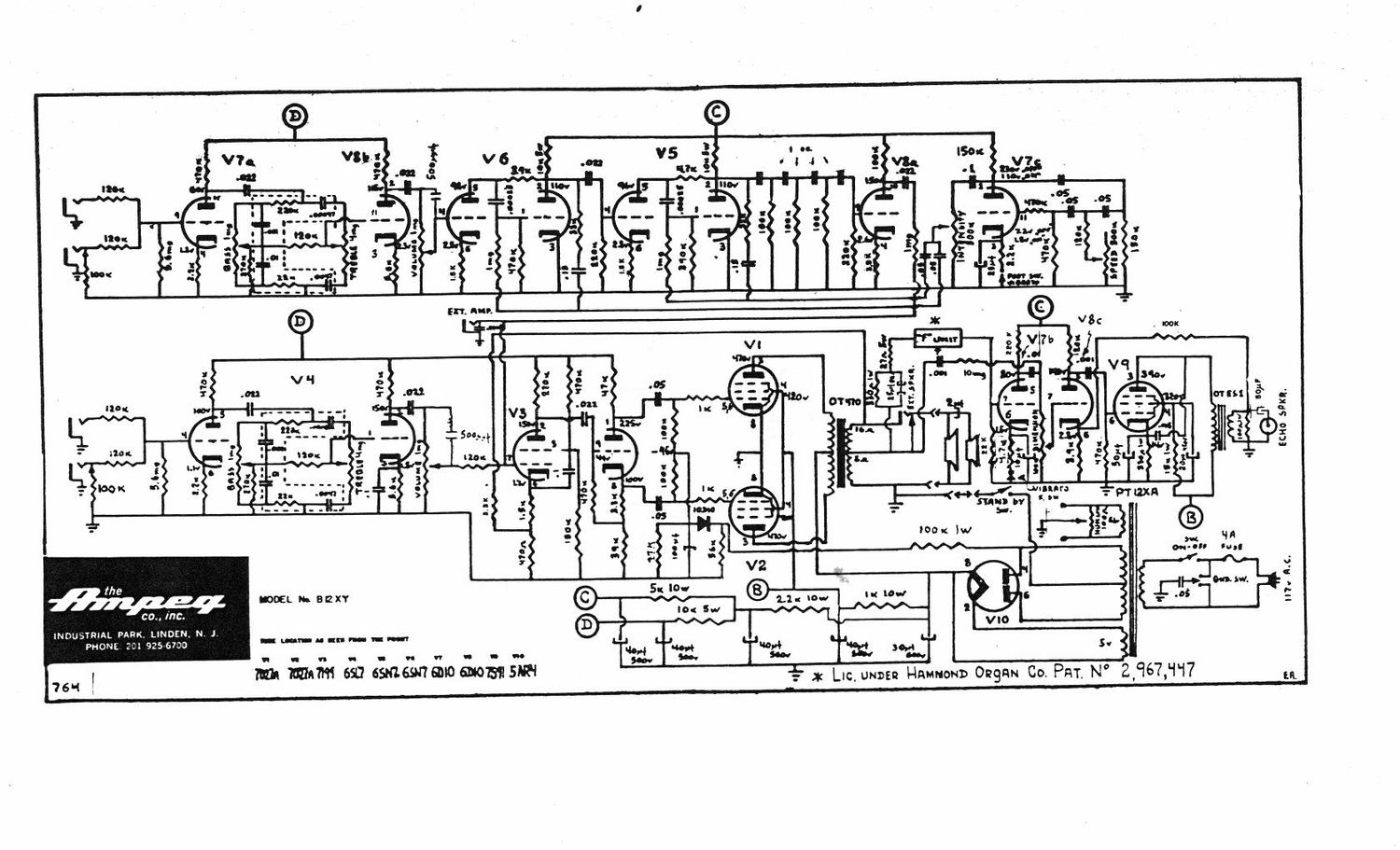 ampeg b 12 xy 7 64 schematic