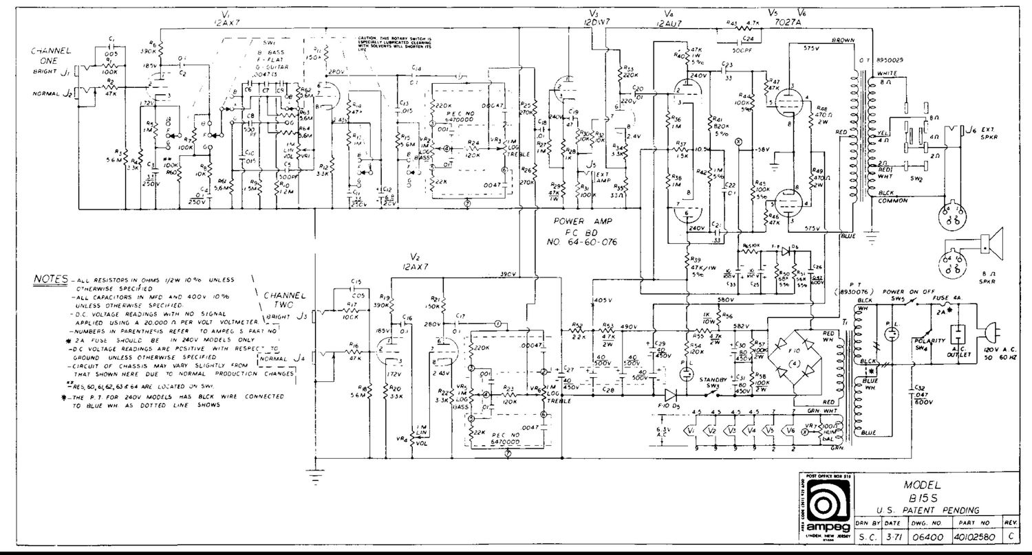 ampeg b 15 s rev c 3 71 portaflex schematic