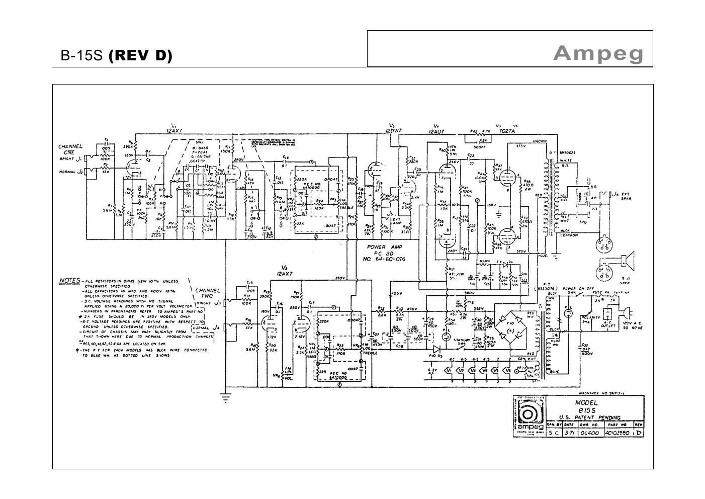 ampeg b 15 s rev d 3 71 portaflex schematic