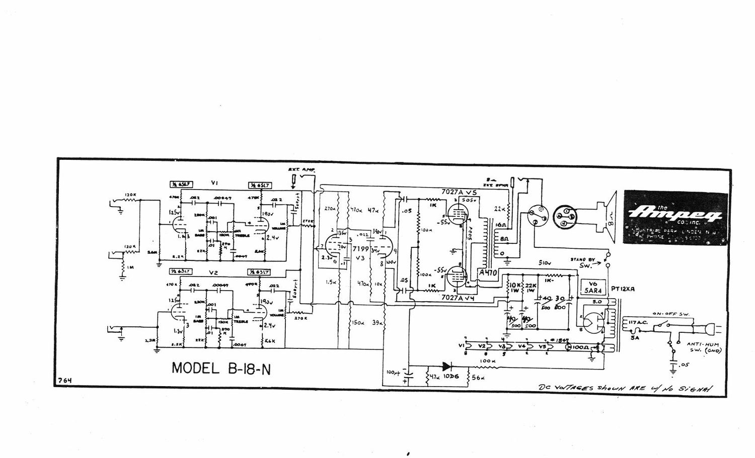 ampeg b 18 n 7 64 portaflex schematic