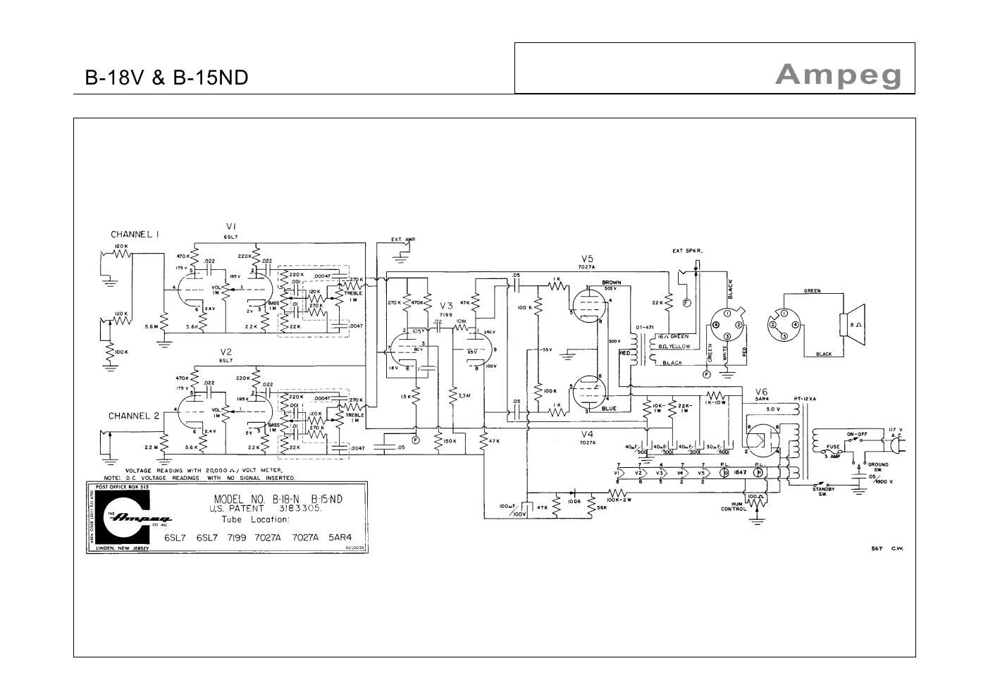 ampeg b 18 n b 15 nd 5 67 portaflex schematic