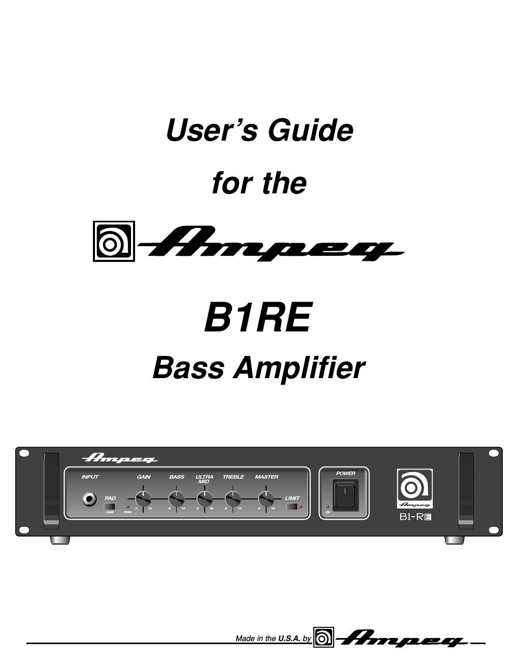 ampeg b 1re users guide