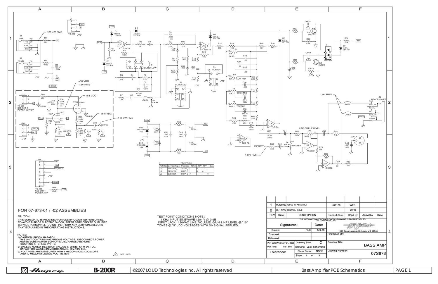 ampeg b 200r 07s673 schematics