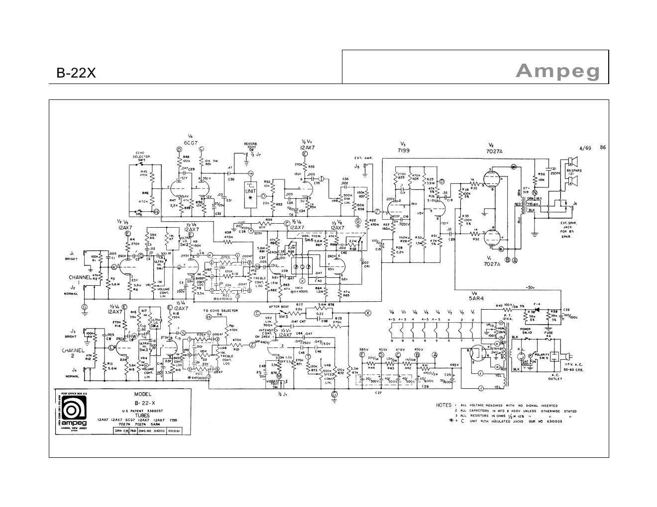 ampeg b 22 x 4 69 schematic