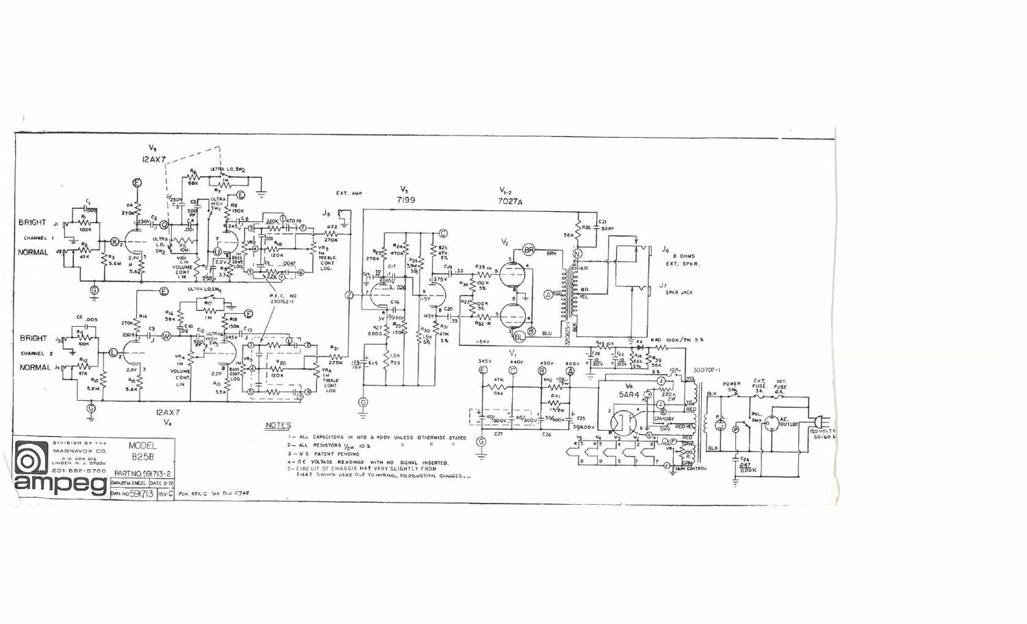 ampeg b 25 b 8 72 schematic