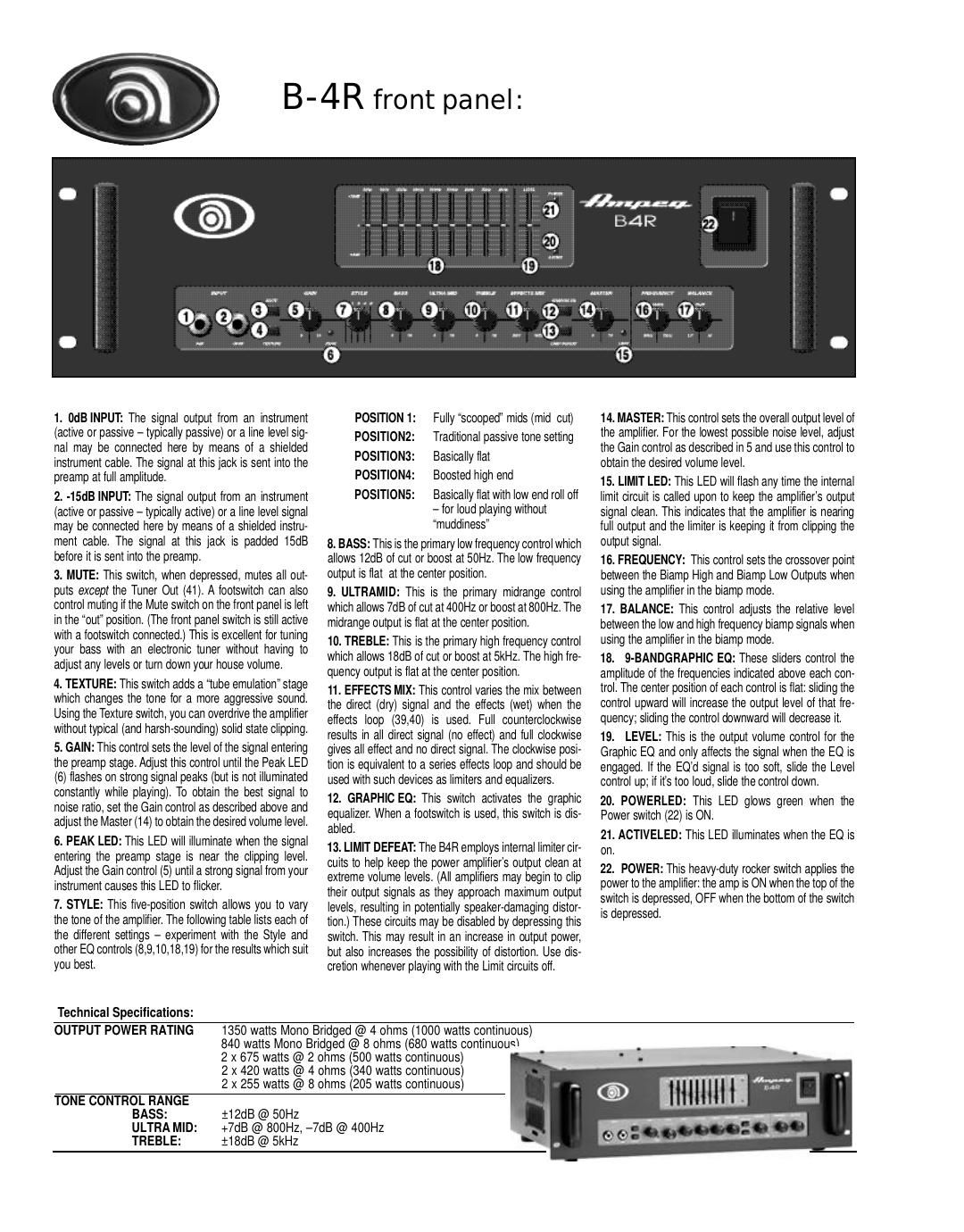 ampeg b 4r specs en