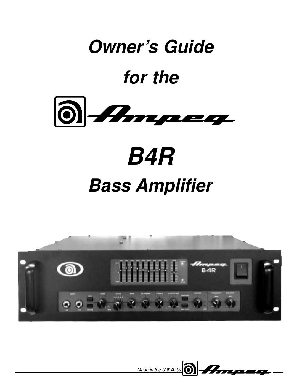 ampeg b 4r users guide