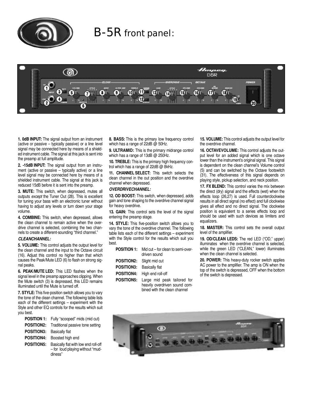 ampeg b 5r specs en