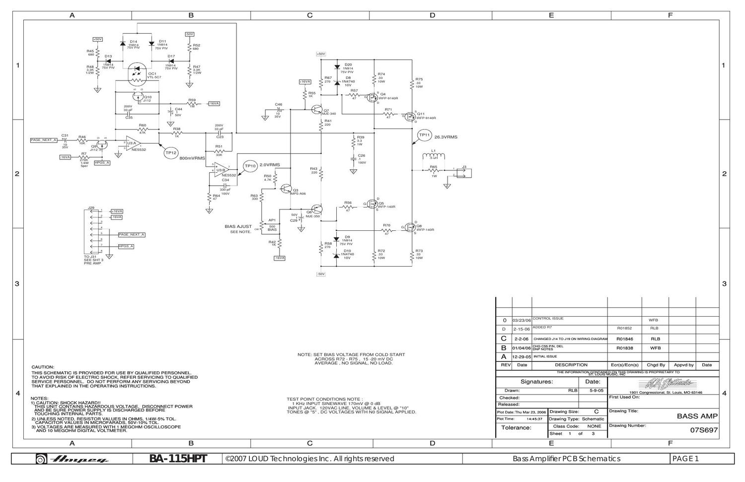 ampeg ba 115hpt 07s697 schematics