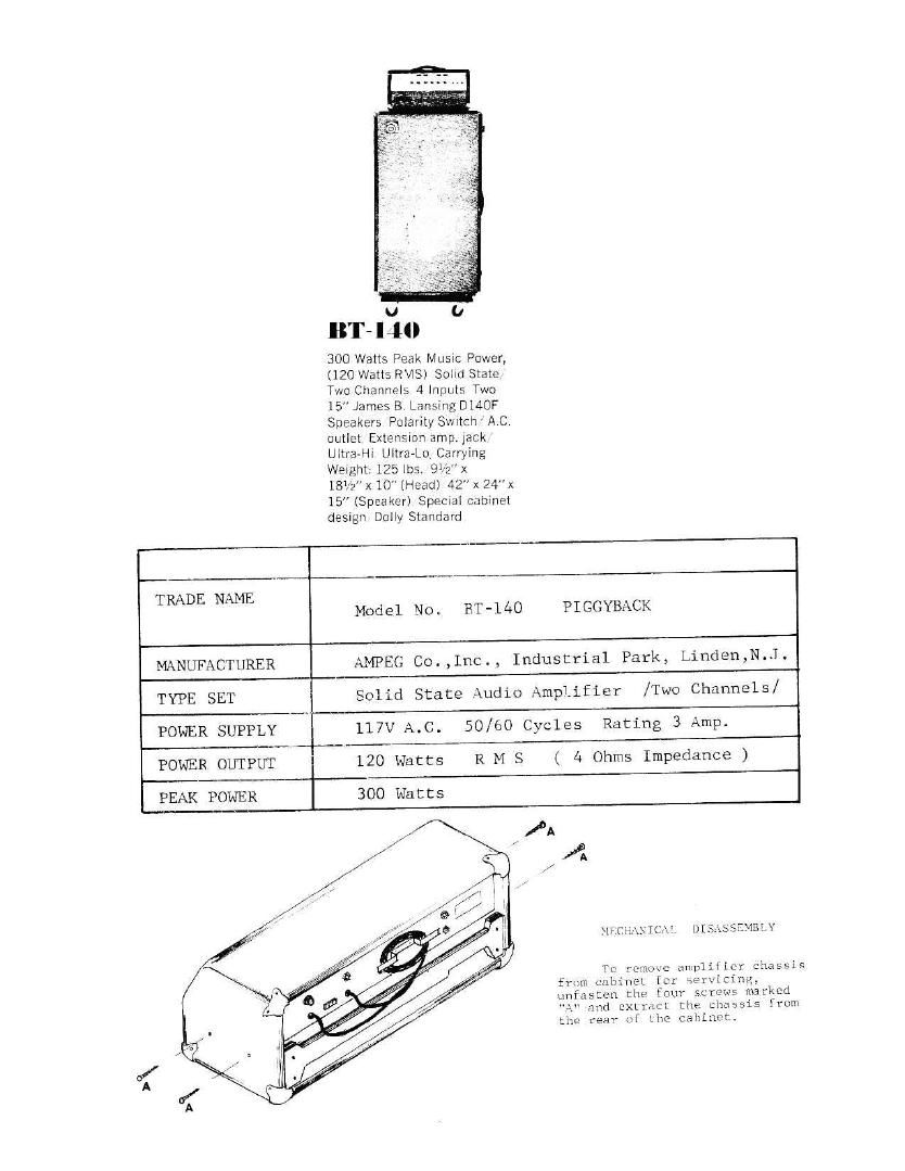 ampeg bt 140 service manual