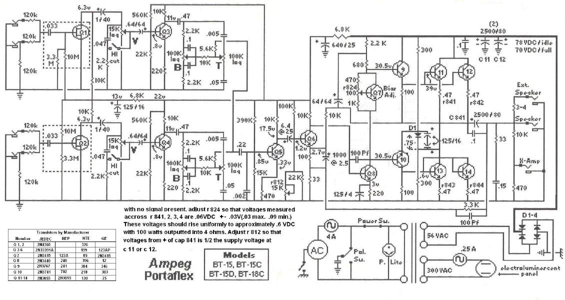 ampeg bt 15 15c 15d 18c portaflex schematic