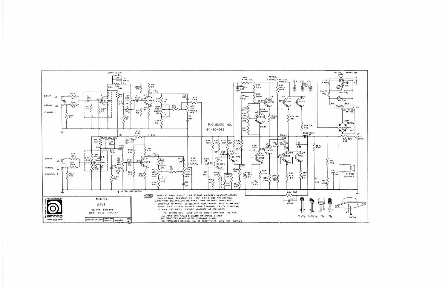 ampeg bt 15 schematics