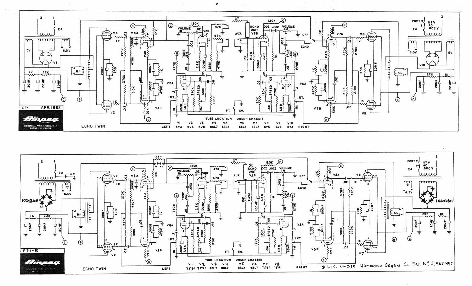 ampeg et 1 et 1 b echo twin 4 62 schematics