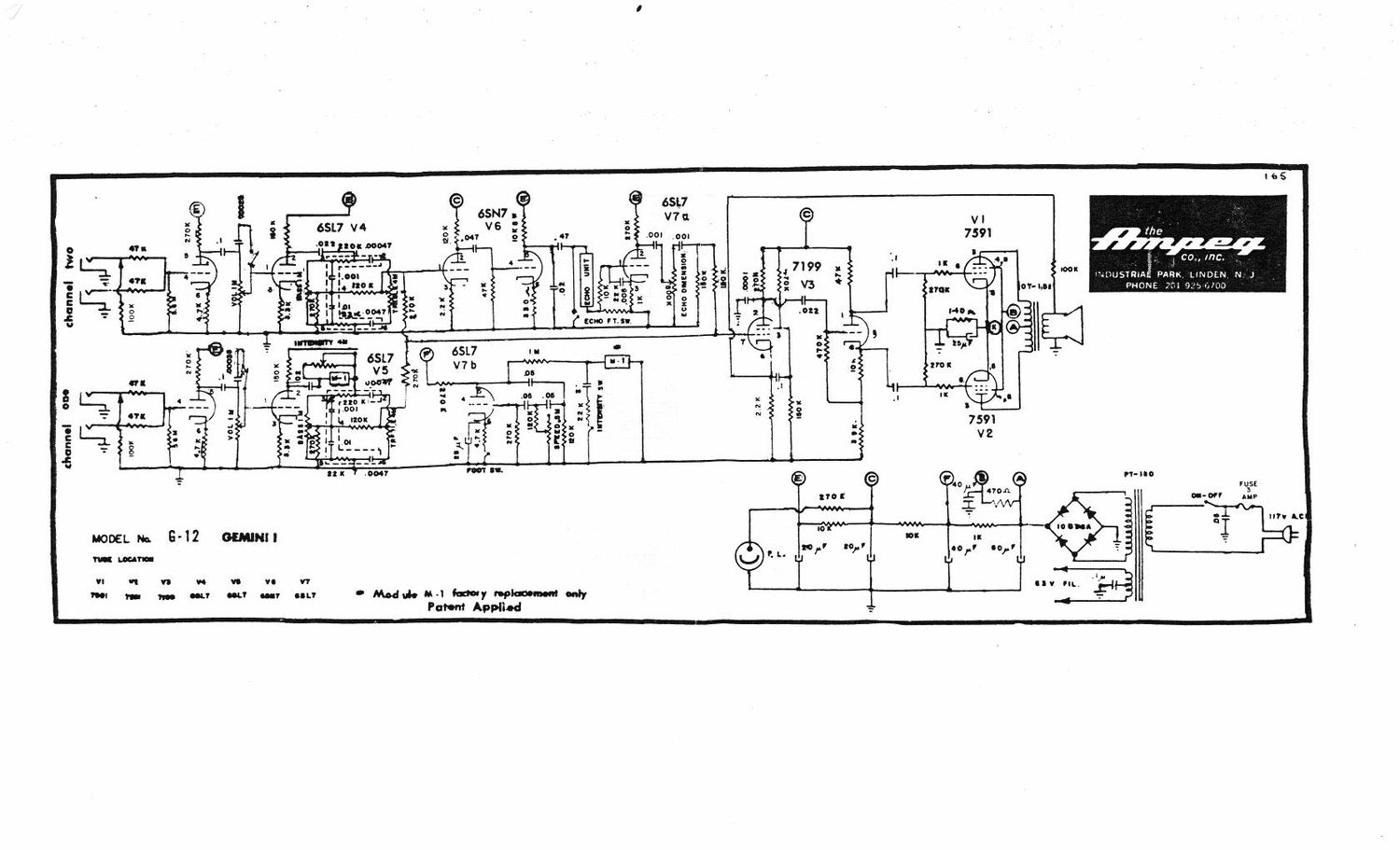 ampeg g 12 gemini i 1 65 schematic