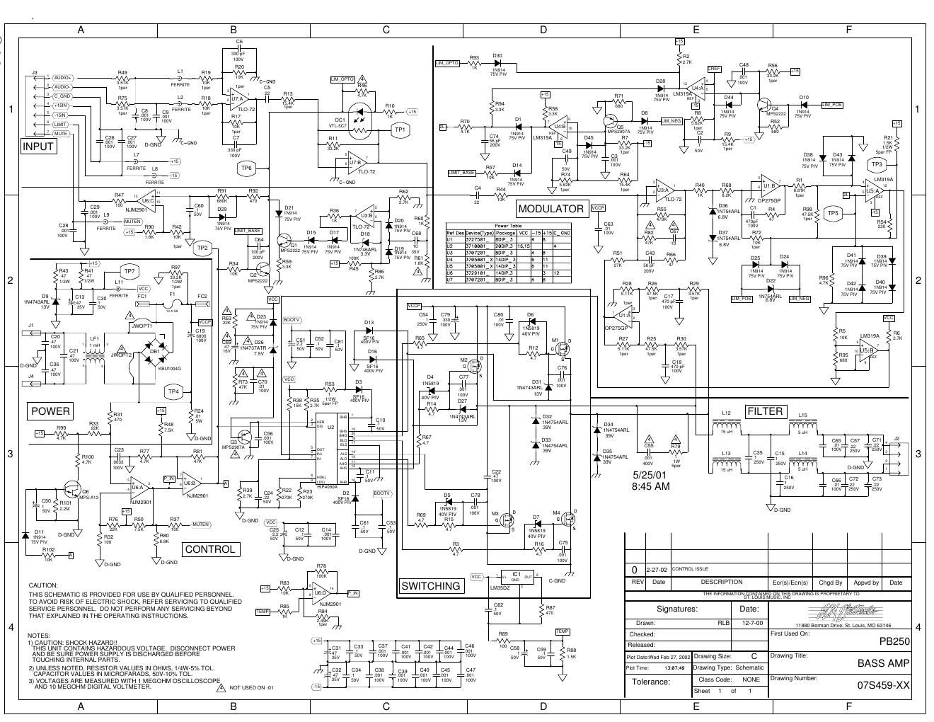 ampeg pb 250 portabass power amp schematic
