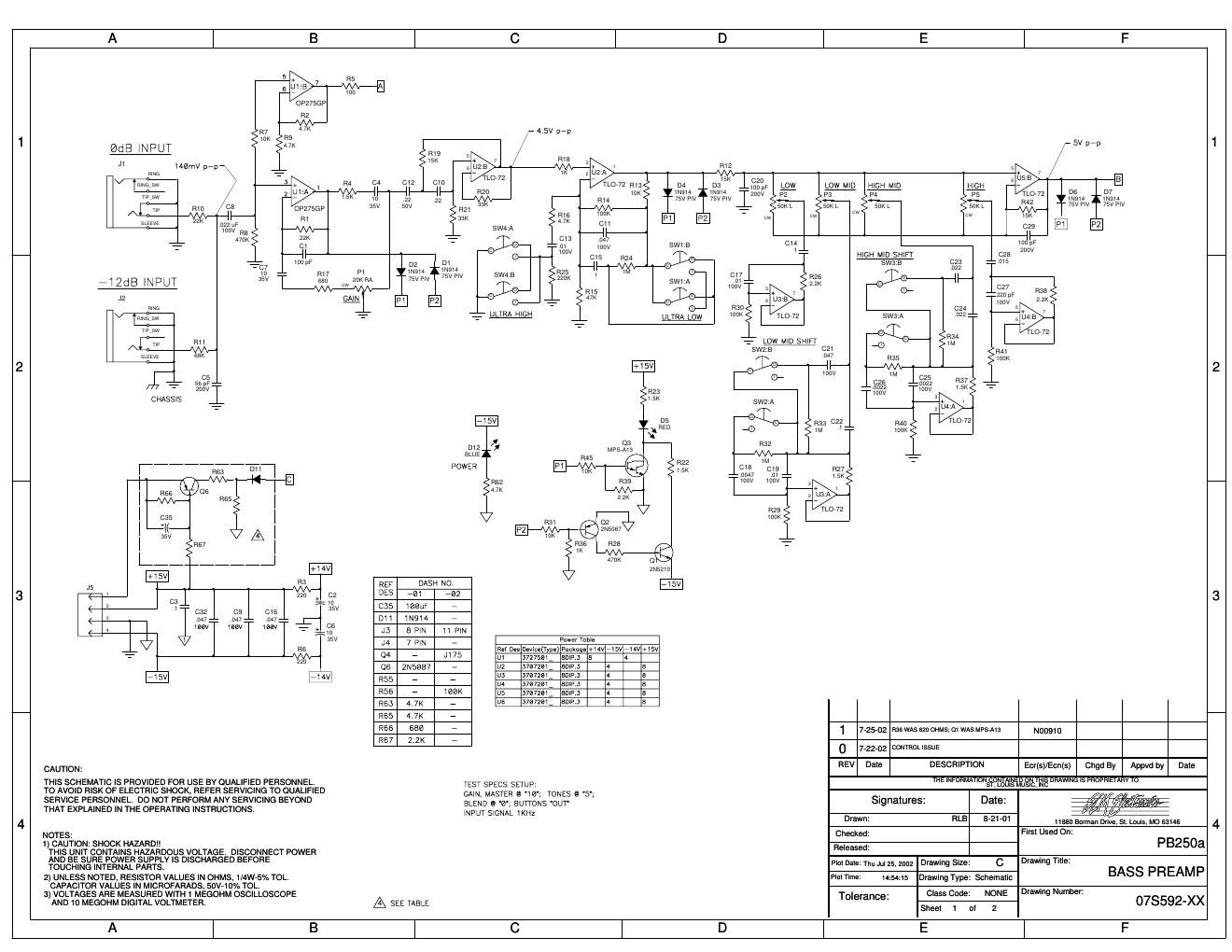 ampeg pb 250a portabass preamp schematic