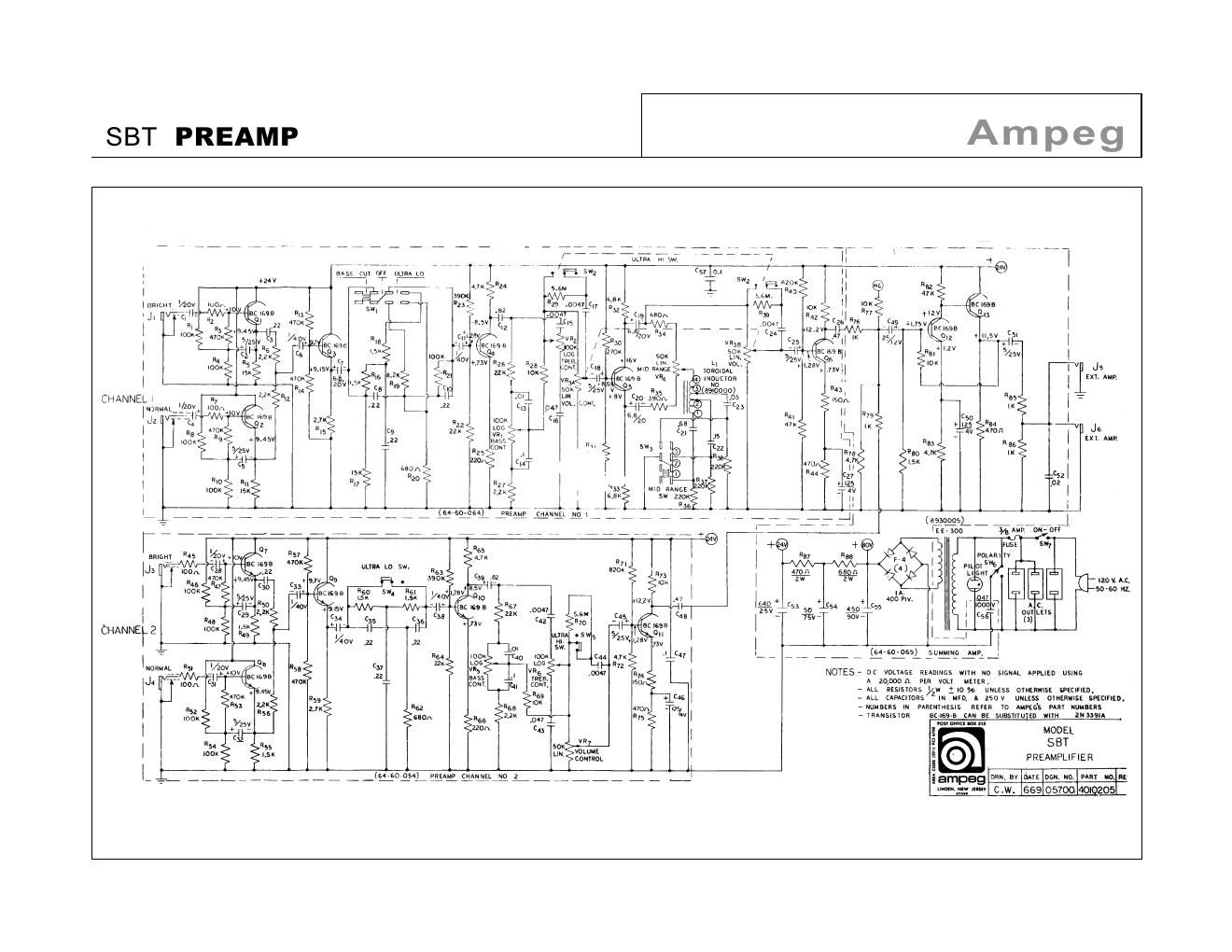 ampeg sbt guit preamp