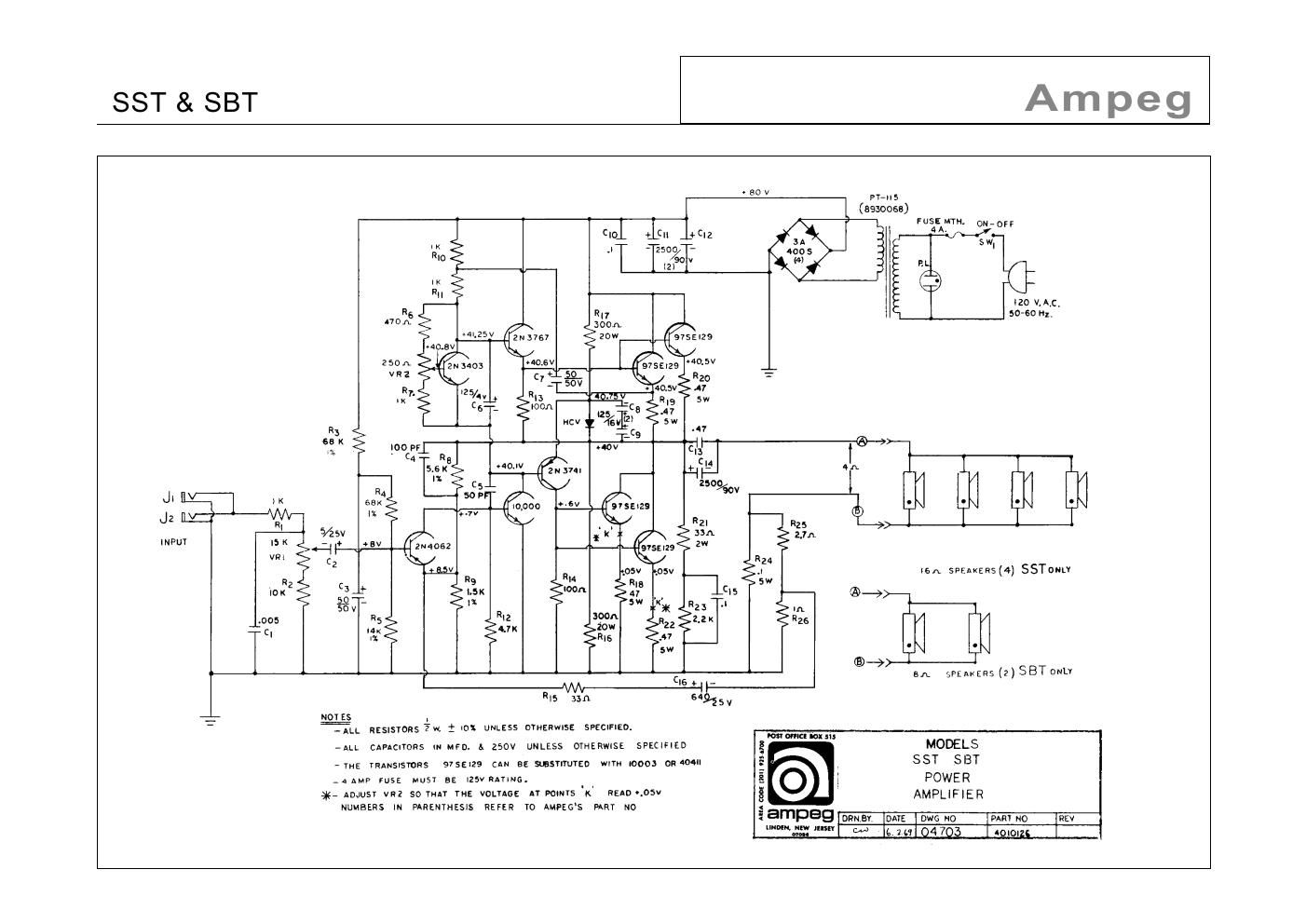 ampeg sst sbt pwramp