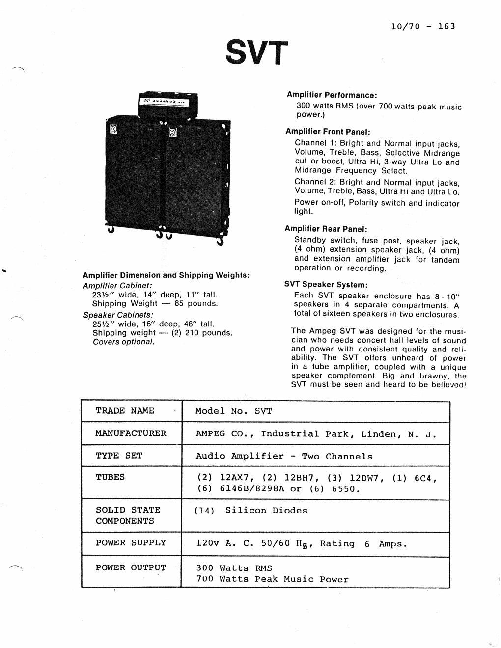 ampeg svt 10 70 service manual