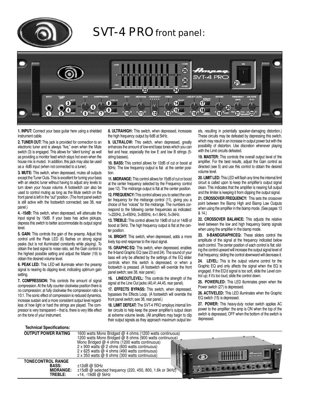 ampeg svt 4 pro specs en