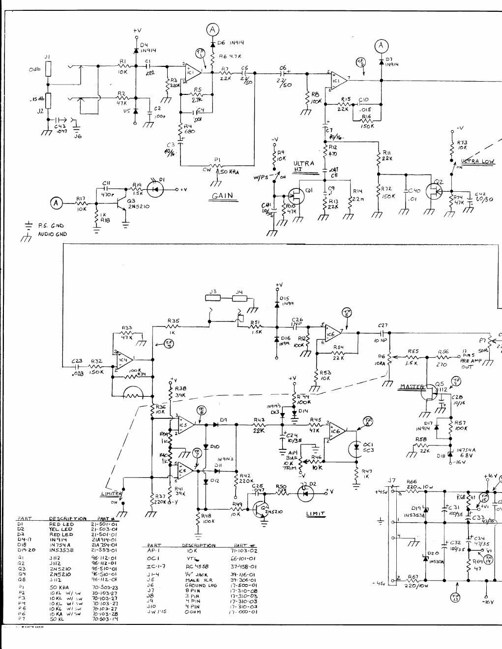 ampeg svt 70t svt 100t b 15t preamp 1 schematic