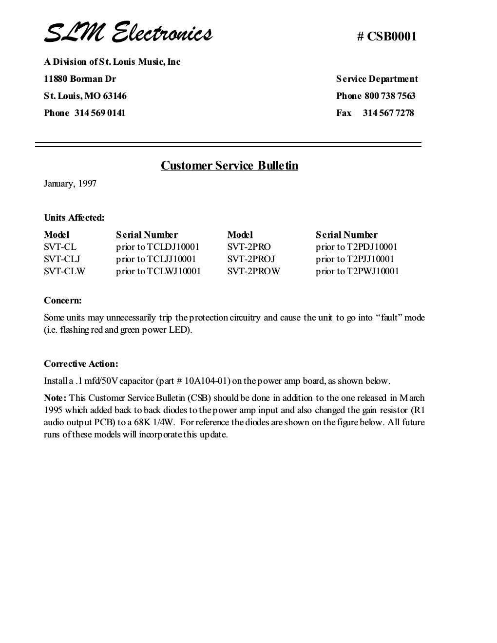 ampeg svt cl fault mode service note