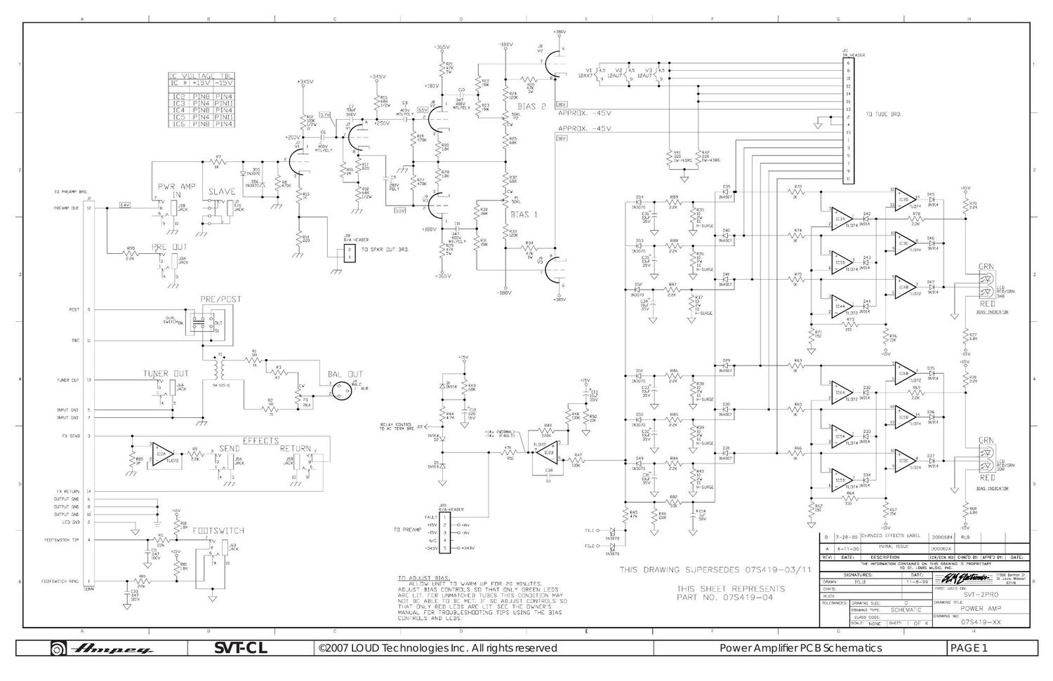 ampeg svt cl power amp 07s419 rev 2 schematic