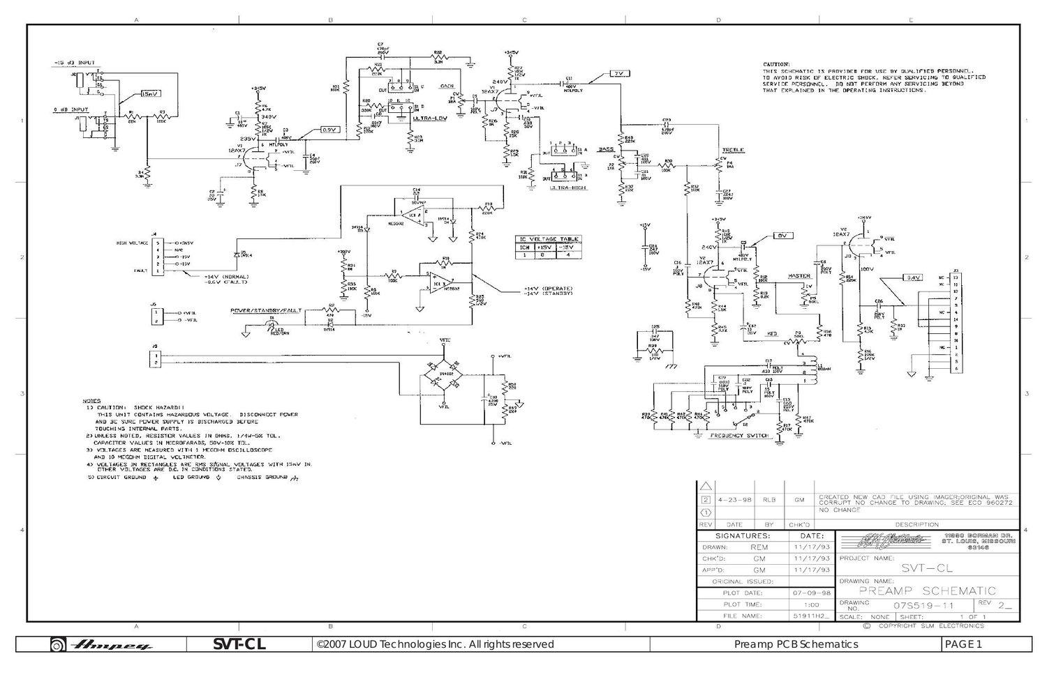 ampeg svt cl preamp 07s519 rev 2 schematic