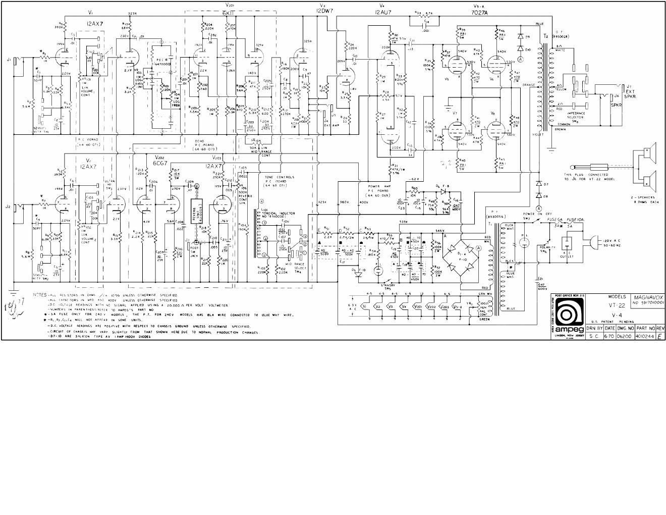 ampeg v 4 vt 22 6 70 rev e schematic