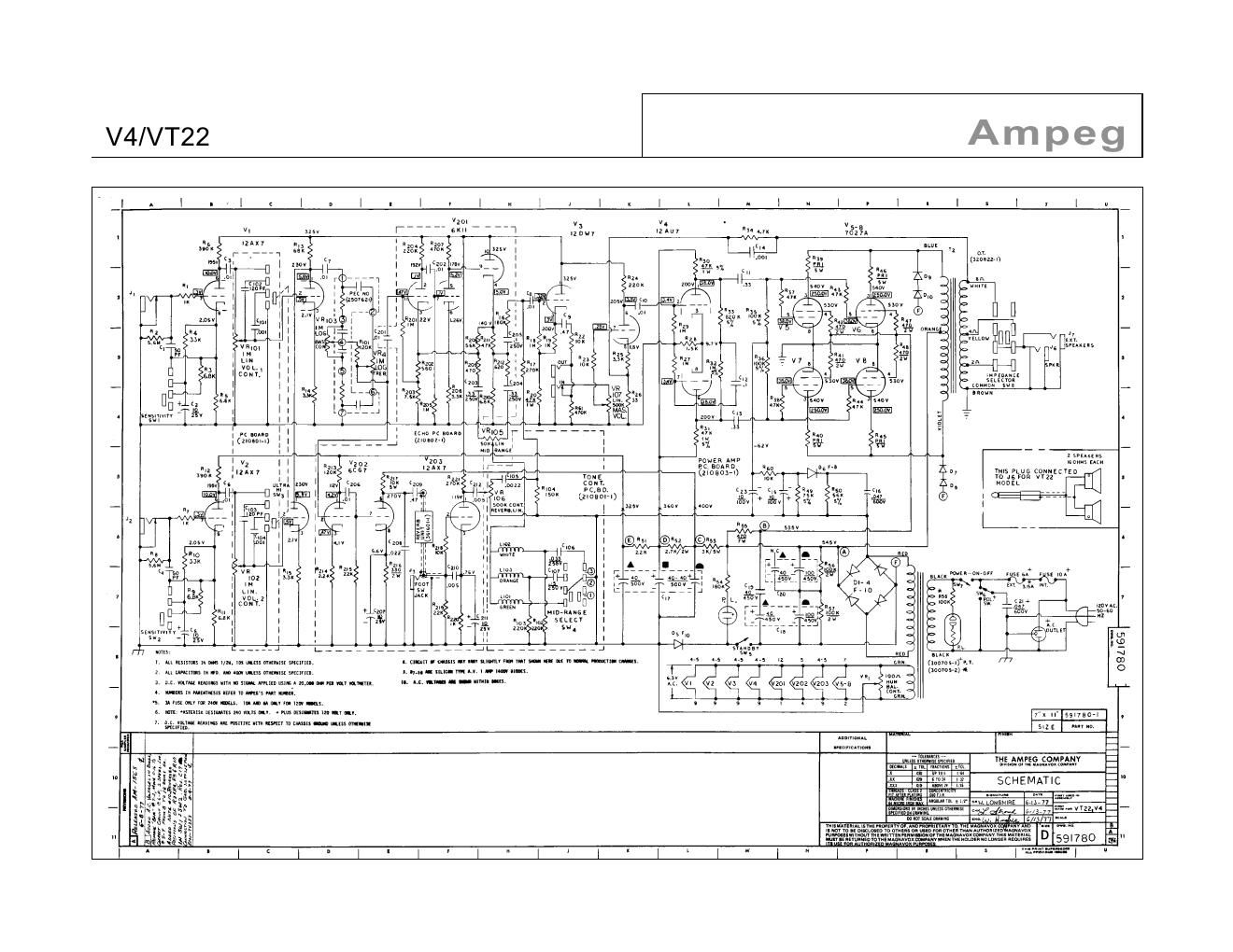 ampeg v 4 vt 22 6 77 rev b schematic