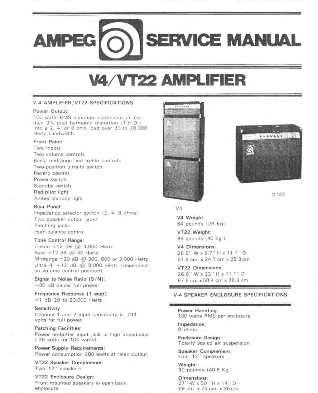 ampeg v 4 vt 22 service manual