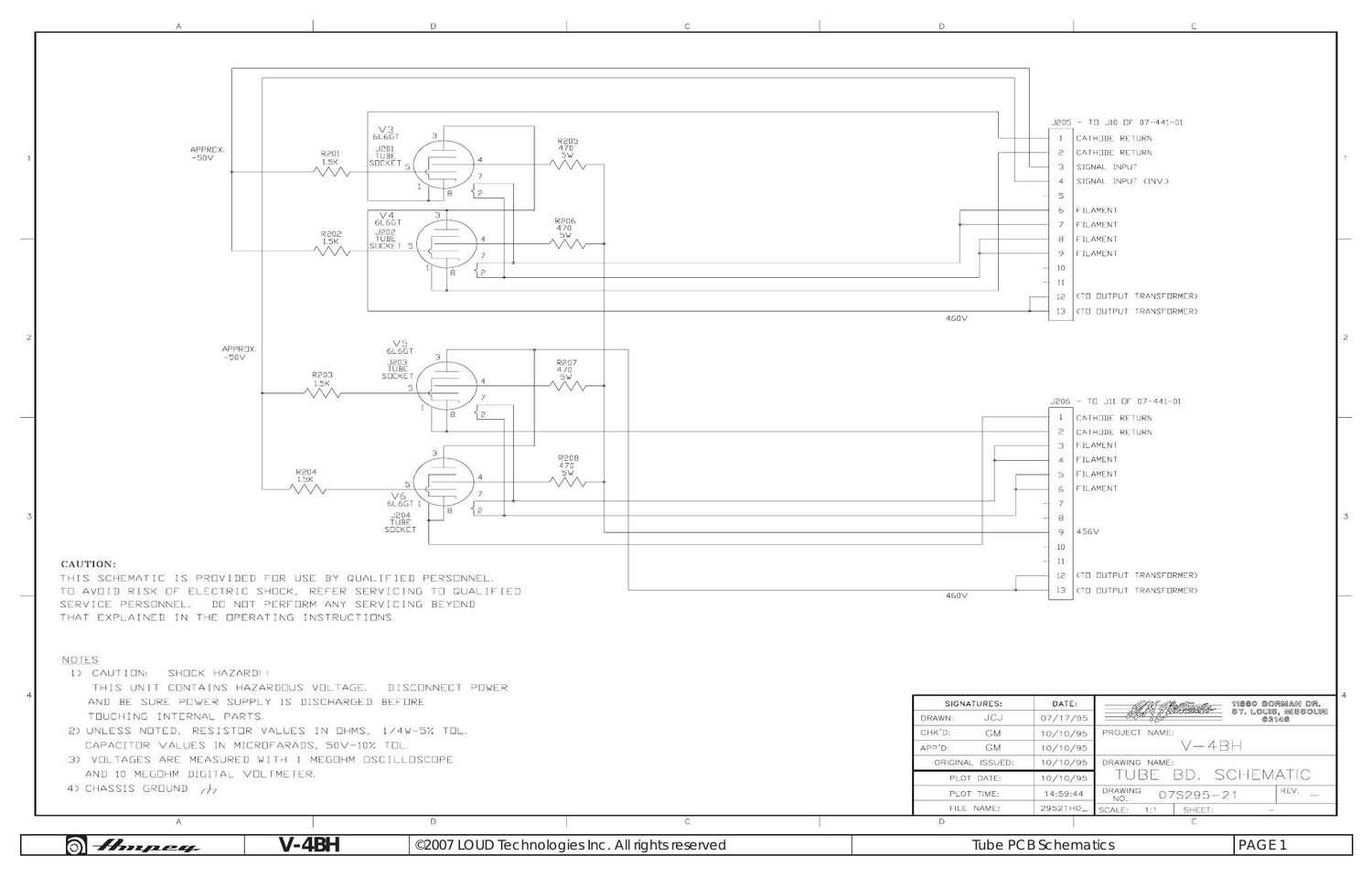 ampeg v 4bh output tube board 07s295 schematic